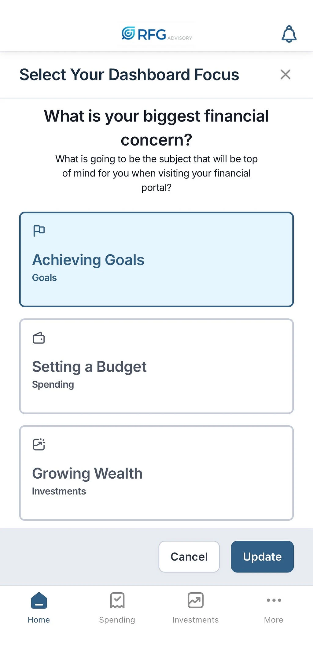 Choosing what the dashboard focuses on